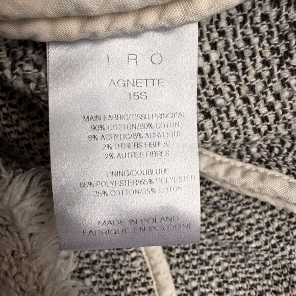 IRO Agnette Tweed Jacket Distressed Boucle Long Sleeve Women 38 Zip Chambray - Picture 3 of 8